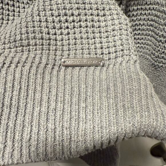 Michael Kors Solid Gray Ribbed Knit Turtleneck Long Sleeve Sweater Women Medium - Picture 2 of 5